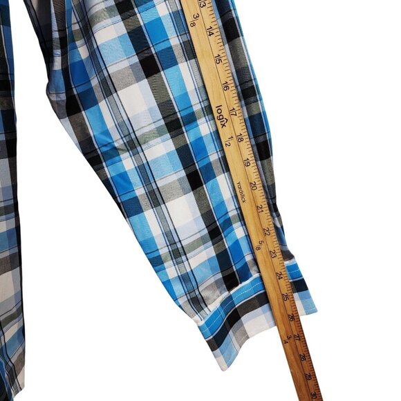 Mens Classic Collection Size 4XL Plaid Button-Up Shirt Blue/White Regular Fit - Picture 6 of 8